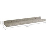  Zidne police 2 kom siva boja betona 40 x 9 x 3 cm | shoptok.hr