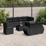  9-dijelni set vrtnih sofa s jastucima crni od poliratana Cijene