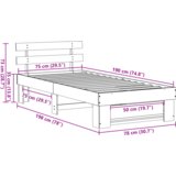 vidaXL krevetna konstrukcija smeđa 75 x 190 cm čvrsta borova drva | shoptok.hr