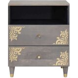 vidaXL Nočna omarica s predalom Siva 50 x 33 x 62 cm trden mangov les | Shoptok.si