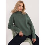 Fashion Hunters Dark green smooth women's turtleneck sweater SUBLEVEL | Shoptok.si