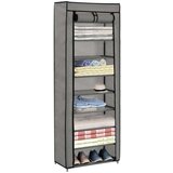 Ormarić za cipele s pokrovom od tkanine 57 x 29 x 162 cm sivi | shoptok.hr