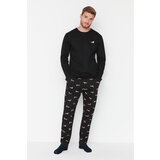 Trendyol Black Men's Regular Fit Animal Patterned Knitted Pajamas Set Cene