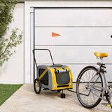 Prikolica za bicikl za ljubimce žuto-siva od tkanine i željeza | shoptok.hr