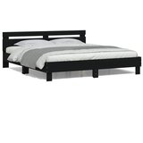  Okvir kreveta s uzglavljem i LED svjetlima crni 200 x 200 cm | Eponuda.com
