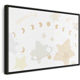  Slika - Fairy-Tale Galaxy - Phases of the Moon in Yellow Tones Among Stars in Beige and Ash Colors with Stardust 60x40 U crnom d | shoptok.hr