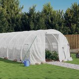 vidaXL Rastlinjak z jeklenim okvirjem bel 24 m² 8x3x2 m Cene