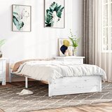 The Living Store Posteljni okvir bel iz trdnega lesa 90x190 cm - Posteljni Okvir, (21524434) | Shoptok.si