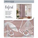 AmeliaHome Curtain FLORIS color powder pink printed theme vegetable style modern silver eyelets oxford 140x250 | shoptok.hr