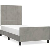 The Living Store Posteljni okvir z vzglavjem svetlo siv 90x190 cm žamet - Posteljni Okvir Z Vzglavjem, (21492778) | Shoptok.si