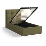 Micadoni zelena oblazinjena postelja s prostorom za shranjevanje z letvenim dnom 90x200 cm phaedra – | Shoptok.si