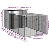 vidaXL Kućica za pse s igralištem antracit 214 x 457 x 181 cm čelična | shoptok.hr