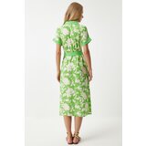  Women's Vibrant Green Floral Summer Slim Viscose Dress | Shoptok.si