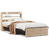 vidaXL Posteljni okvir z vzglavjem bel 75x190 cm trdna borovina | Shoptok.si