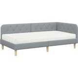 vidaXL Kotna postelja z vzmetnico Svetlo siva 90 x 190 cm blago | Shoptok.si