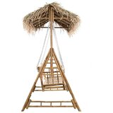  Gugalnica za 2 osebi s palmovimi listi in blazino 202 cm bambus, (20963311) | Shoptok.si