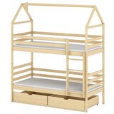 Molarem Home Drveni dječji krevet na kat Alex s ladicom - svijetlo drvo - 160x80 cm - Madrac PE pjena 8 cm-spužvasti madrac | shoptok.hr