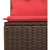  Vrtna garnitura - 9-dijelni set vrtnih sofa s jastucima poliratan smeđi - Smeđe-crvena Bez stola 1 | shoptok.hr