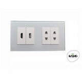 Wise utičnica modularna hdmi, usb, 2 euro utičnice - stakleni panel beli Cene