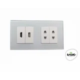 utičnica modularna hdmi, usb, 2 euro utičnice - stakleni panel beli
