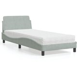 Krevet s madracem Dover svjetlosivi 90x190 cm baršunasti | Eponuda.ba