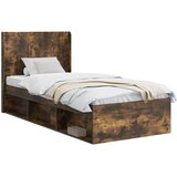  Krevetna konstrukcija s pohranom i uzglavljem Dimljeni hrast Smeđa 100 x 200 cm | shoptok.hr