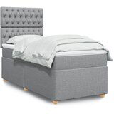 vidaXL Box spring postelja z vzmetnico svetlo siva 90x200 cm blago | Shoptok.si