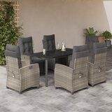 vidaXL 7-dijelni vrtni blagovaonski set od poliratana s jastucima sivi | shoptok.hr