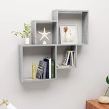 vidaXL Stenska polica kockasta betonsko siva 80x15x78,5 cm iverna pl. Cene