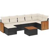 Maison Chic Seti vrtnega pohištva - Vrtna garnitura - Vrtni pohištvo set 8-delna z blazinami črn poli ratan, (21799177) | Shoptok.si