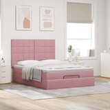  Otomanska postelja z vzmetnicami roza 140x200cm žamet | Shoptok.si