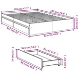  Posteljni okvir s predali betonsko siv 120x190cm inženirski les, (21204688) | Shoptok.si
