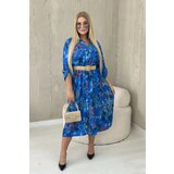 Kesi Viscose dress with a belt in cornflower blue | ePonuda.com