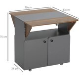  Sklopivi stol s ormarićem 2 stranice 4 kotačića svijetlosiva i tamnosmeđa 70x83x75 cm | shoptok.hr