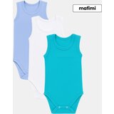 Mafimi Pamučni Bodići Atlet za bebe i decu set od 3 - plava/ bela/ tirkiz Cene