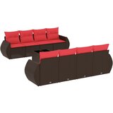 vidaXL Vrtni set od 9 dijelova s jastucima smeđi poliratan - Smeđe-crvena 1 | shoptok.hr