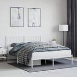 vidaXL Kovinski posteljni okvir z vzglavjem bel 150x200 cm Cene
