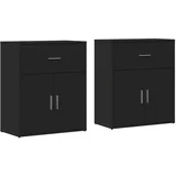 Maison Chic Komoda - Predalnik 2 kosa črna 60x31x70 cm inženirski les, (21721533)