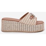 Boto Women's Wedge Sandals With Braiding And Decoration Beige Isolene | Shoptok.si
