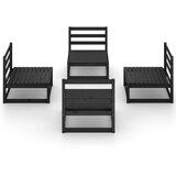  Sedežna garnitura 4-delna črna trdna borovina | Shoptok.si