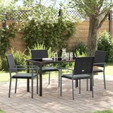  Vrtni set za objed 5 pcs Crna i svijetlo siva PE ratan | shoptok.hr