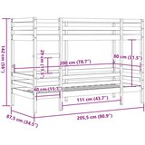 vidaXL Krevet na kat 80 x 200 cm od masivne borovine | shoptok.hr