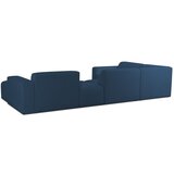 Scandic Temno modra kotna sedežna garnitura iz tkanine bouclé (v obliki črke "U") Roxy – | Shoptok.si