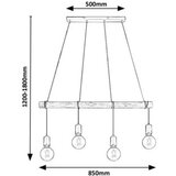 Rabalux pablo, metal-drvena visilica , E27 4xMAX 40W, mat crna | ePonuda.com