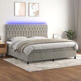 The Living Store Box spring postelja z vzmetnico LED svetlo siva 200x200cm žamet - Box Spring Postelja, (21438404) Cene