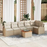 vidaXL 7-dijelni vrtni sofa set s jastučićima bež poli ratan akacija Cijene