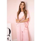 Kesi Włoski Viscose blouse + pants set powder pink