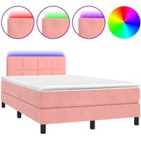  Krevet box spring s madracem LED ružičasti 120x190cm baršunasti | shoptok.hr