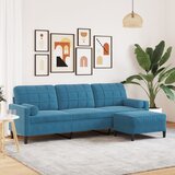 vidaXL Trosed s stolčkom za noge moder 210 cm žamet Cene
