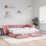  Dnevni krevet na razvlačenje ružičasti 80 x 200 cm baršunasti | shoptok.hr